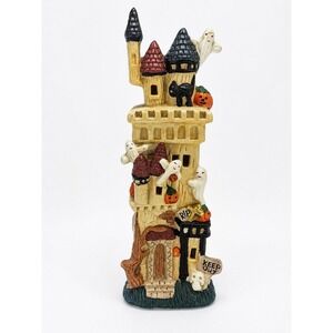 Ceramic Halloween Haunted Castle Light Ghosts Pumpkins Black Cat Tested Works